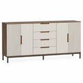 Dressoir met 2 deuren en 4 lades, 180 x 40 x 85 cm, crème, walnoot en zwart