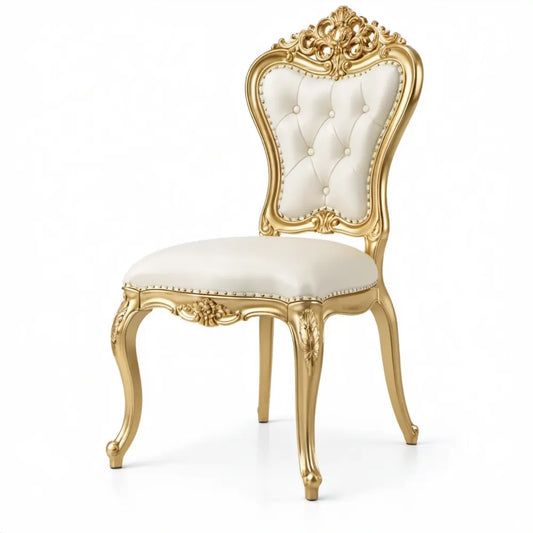 Klassieke eetkamerstoel 50 x 55 x 105 cm in Crème en Goud met PU-bekleding